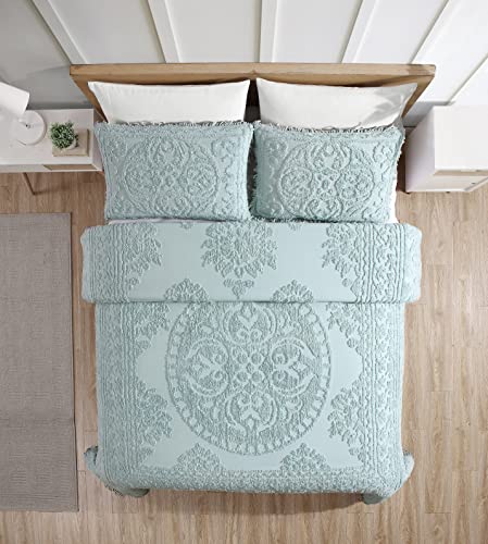 Image of Beatrice Home Fashions Medallion Standard Cotton Chenille Sham, Blue
