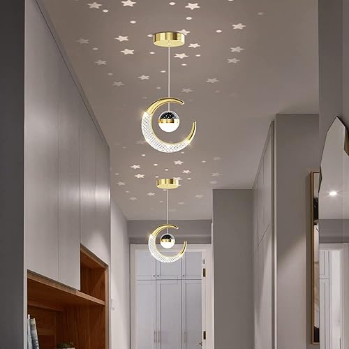 Miniatura 6 de SDUYTDG Románticas luces LED de estrella de 10 W para dormitorio lámpara de araña cálida negra y dorada para comedor lámpara de mesita de noche LED