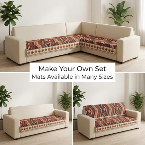 Image of KINGLY Sofa Cover for 1 Seater | Quilted Velvet Seat Cover | Anti-Slip Sofa Mat with Back Elastic | Thick Fabric Sofa Protector | Washable Couch Cover | Multicolor