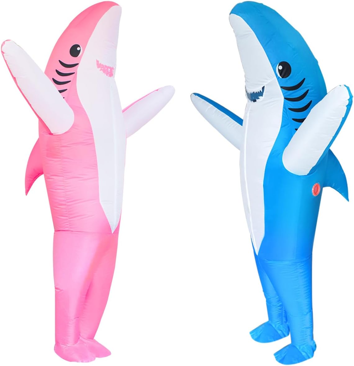 Poptrend Couples Inflatable Shark Costume for Adults Funny Halloween Blow Up Costumes His and Hers Cosplay Duo Costumes 2 Packs