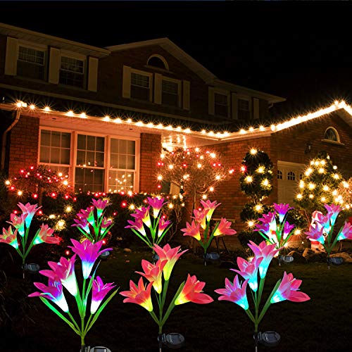 Solar Lawn Light Flower2 Pack（6 Heads） Lily Solar Energy Outdoor Garden Light, Garden Light Outdoor Decoration, Outdoor Light Pile,Solar energyStatue lamp， Garden Stakes Decorative,Lawn Garden，Lily - Thumbnail 5