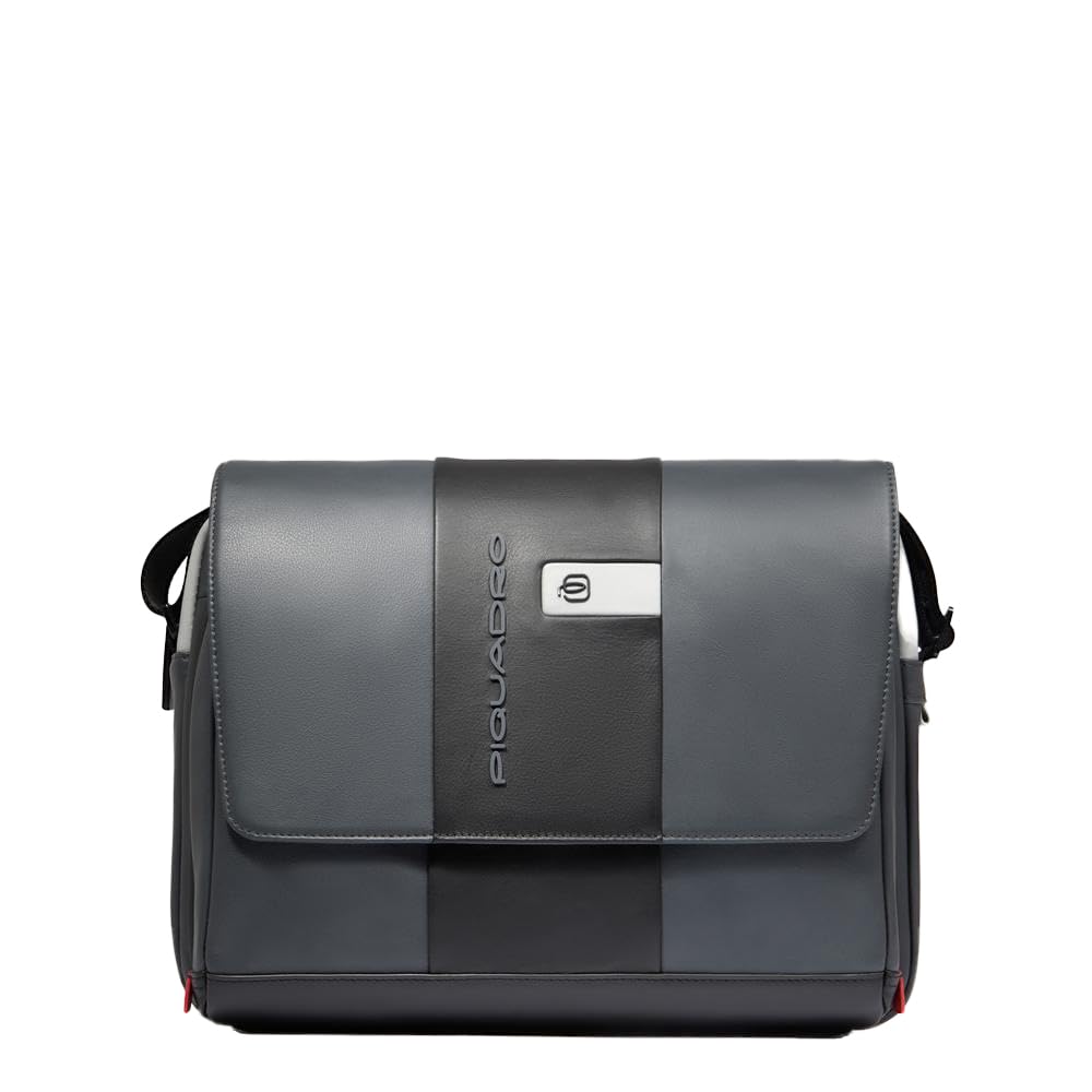 PIQUADRO – Borsa Messenger - Porta PC 14" – In Pelle – Uomo - Colore Grigio