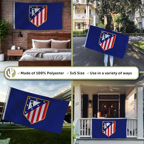 Drapeau Atletico de Madrid anti déchirement bannière polyester durable B - 4
