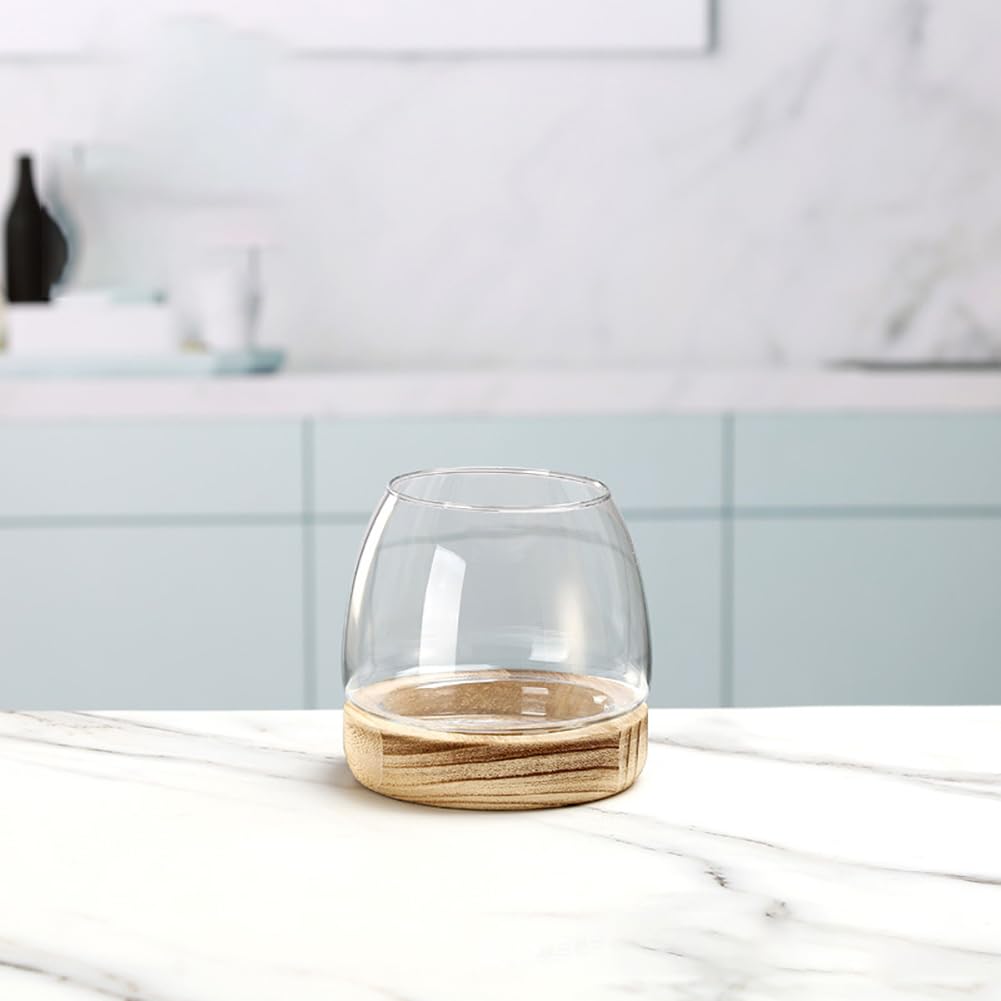 Aquarium en verre et bois : bocal de bureau aquaponique pour décoration de table
