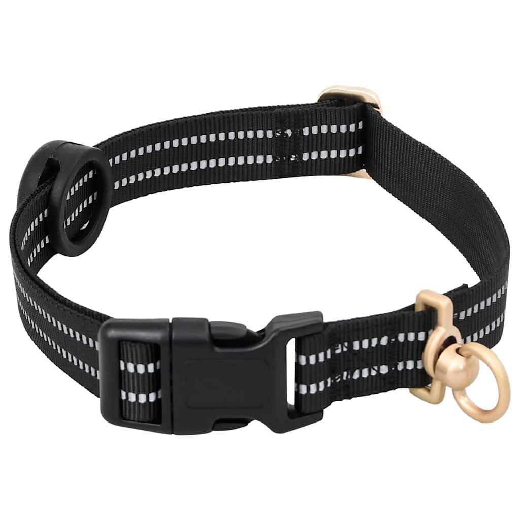 Pettorina per cani con guinzaglio, collare regolabile, nero, XL, in poliestere, con 4 cinghie, riflettente, 2 anelli, maniglia di sicurezza per passeggiate, allenamento, attività all'aperto