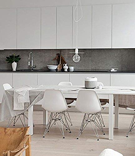 2Xhome Armless Seat For Dining Room Plastic Molded Dinning Side No Arm Ray Chair Chromed Wire Metal Base Eiffel Leg, White 1 Piece #TOP4