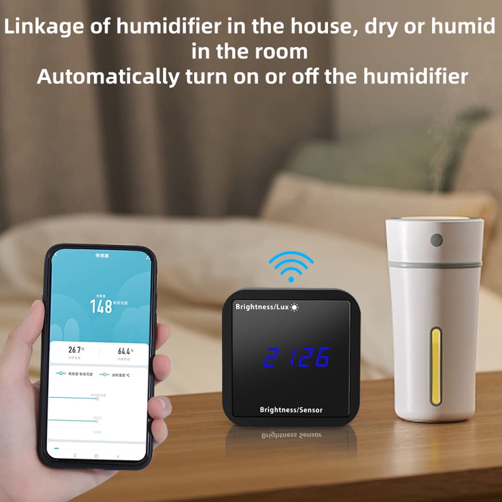 Irfora Tuya ZigBee Intelligent Light Detector Temperatur- und Feuchtigkeitssensor mit LED-Display-Unterstützung APP Control Home Linkage Kompatibel mit Home
