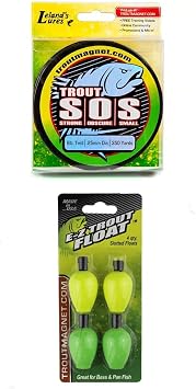 Trout Magnet Lelands Lures S.O.S. Fishing Line, Fishing Equipment and Accesories, 350 yd, 4 lb Test & E-Z Trout Float Fishing Bobbers, Easy Depth Adjustment, Ideal to Drift Small Lures Or B