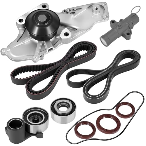 TKH-002 Engine Timing Belt Kit with Water Pump Compatible with 2003-2018 Honda Accord Crosstour Pilot Odyssey Ridgeline Acura MDX RDX RL TL TSX ZDX Saturn Vue 3.0L 3.2L 3.5L 3.7L V6 Replaces# TCKWP329