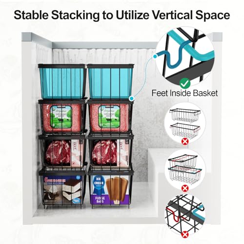 image for iSPECLE Freezer Storage Bins - 6 Pack Small Stackable Deep Freezer Org