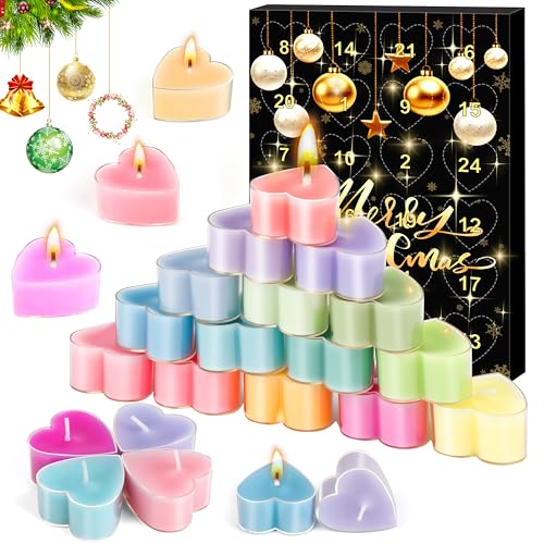 MOMOSTAR Calendario Adviento Velas 2025 Mujer, Calendario de Adviento con 24 Velas Perfumadas Diferentes, Navidad Decoración 2025, Regalo para Mamá, Hermana, Hija y Novia