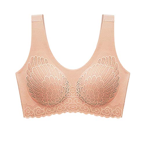 AFGQIANG 5D Sutiã sem fio com contorno – Sutiã macio feminino de renda quente e bonito respirável se