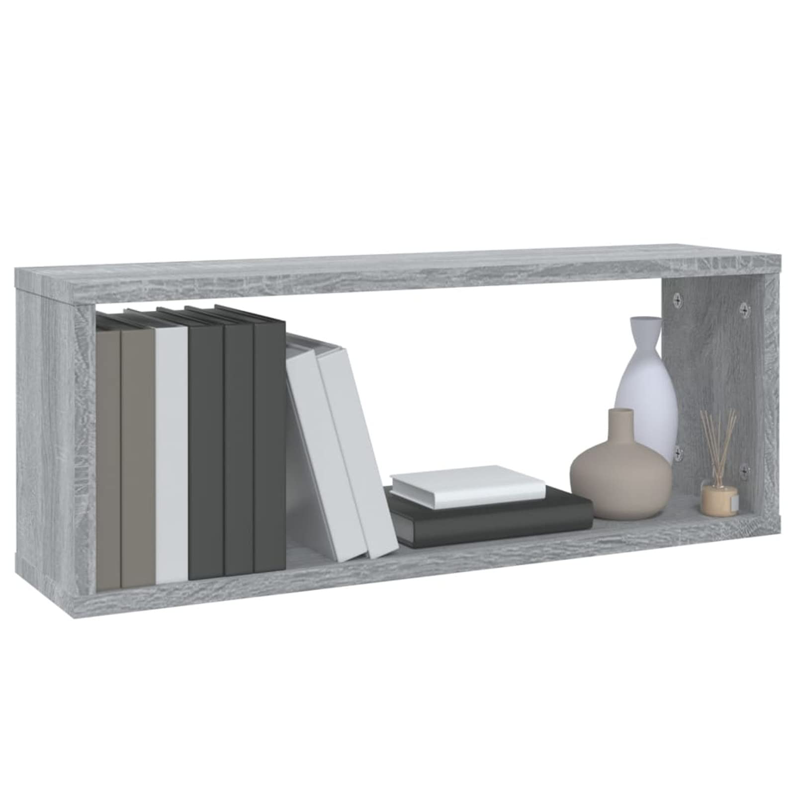 Mensole Cubo Muro 6 pz Grigio Sonoma 60x15x23 Legno Multistrato,Set Mensole da Muro,Cubi Arredo,Mensole Cubo,Cubi da Parete