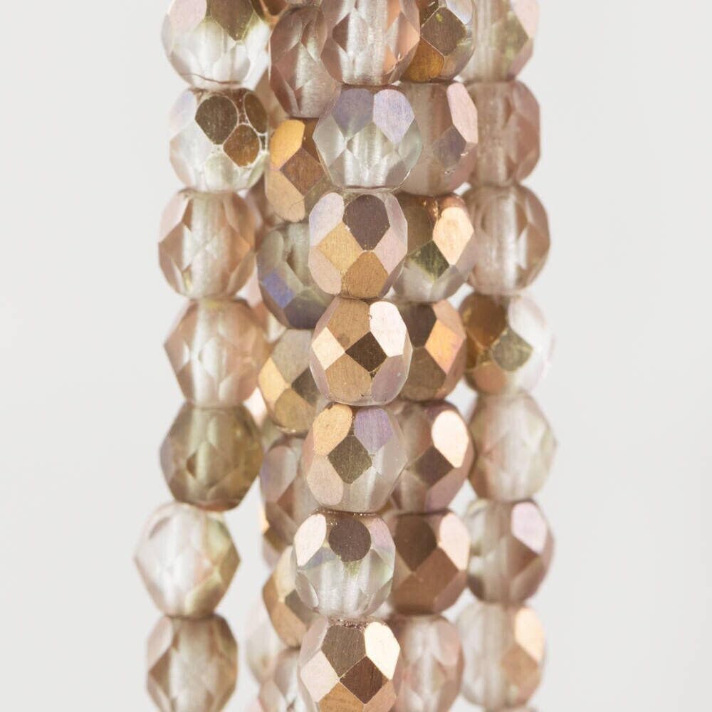 Generic 4mm Matte Apollo Gold Czech Firepolish Faceted Glass Beads (50)