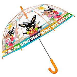 Transparante Paraplu Bing Kinderen 3 4 5 Jaar – Reflecterende Kinderparaplu met Zwart Konijntje – Doorzichtige Regen Paraplu Bestendig met Veiligheidsopening – Diameter 64 cm – Perletti (Veelkleurig)