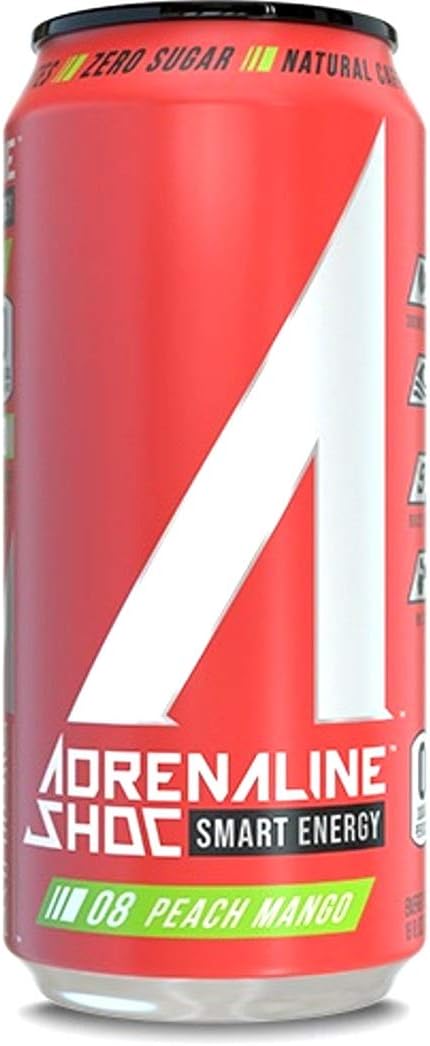 Adrenaline Shoc Smart Energy - Peach Mango - 16 fl.oz (Pack of 8)