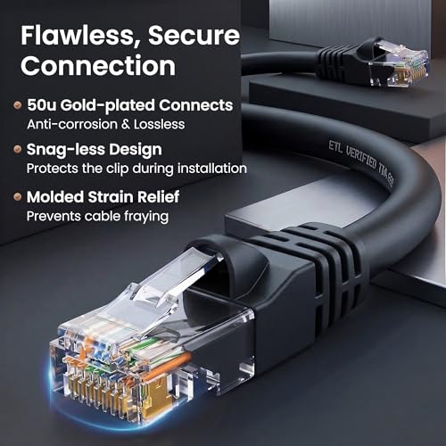 GEARit Cat 6 Ethernet Patch Cable 10 ft Black (10 Pack) Cat6 Patch Cables 10ft Black/Ethernet Patch Cable, 10Gbps 550MHz 24AWG Pure Copper, Snagless, Gold Plated RJ45 for Router, Server, Router, PC