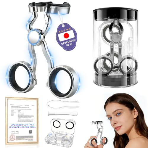 Image of 2026 Upgraded Contact Lens Applicator Tool 【3-Step Easy Wear】【Ultra-Smooth】 | 【3.0 Precision Alloy & Natural Silicone】 0 Shift, Contact Lens Insertion Removal Kit for Home Travel Use (Black)