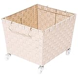 コーナン オリジナル LIFELE 重ねられるバスケット キャスター付 ベージュ 約幅40×奥行35×高さ32cm