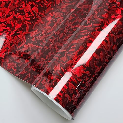 Image of LZLRUN Gloss Red Forged Carbon Fiber Car Vinyl Wrap Film 3ft x 5ft