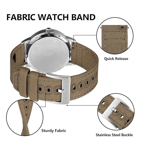 Bracelet de montre en canvas à libération rapide avec boucle en acier brossé