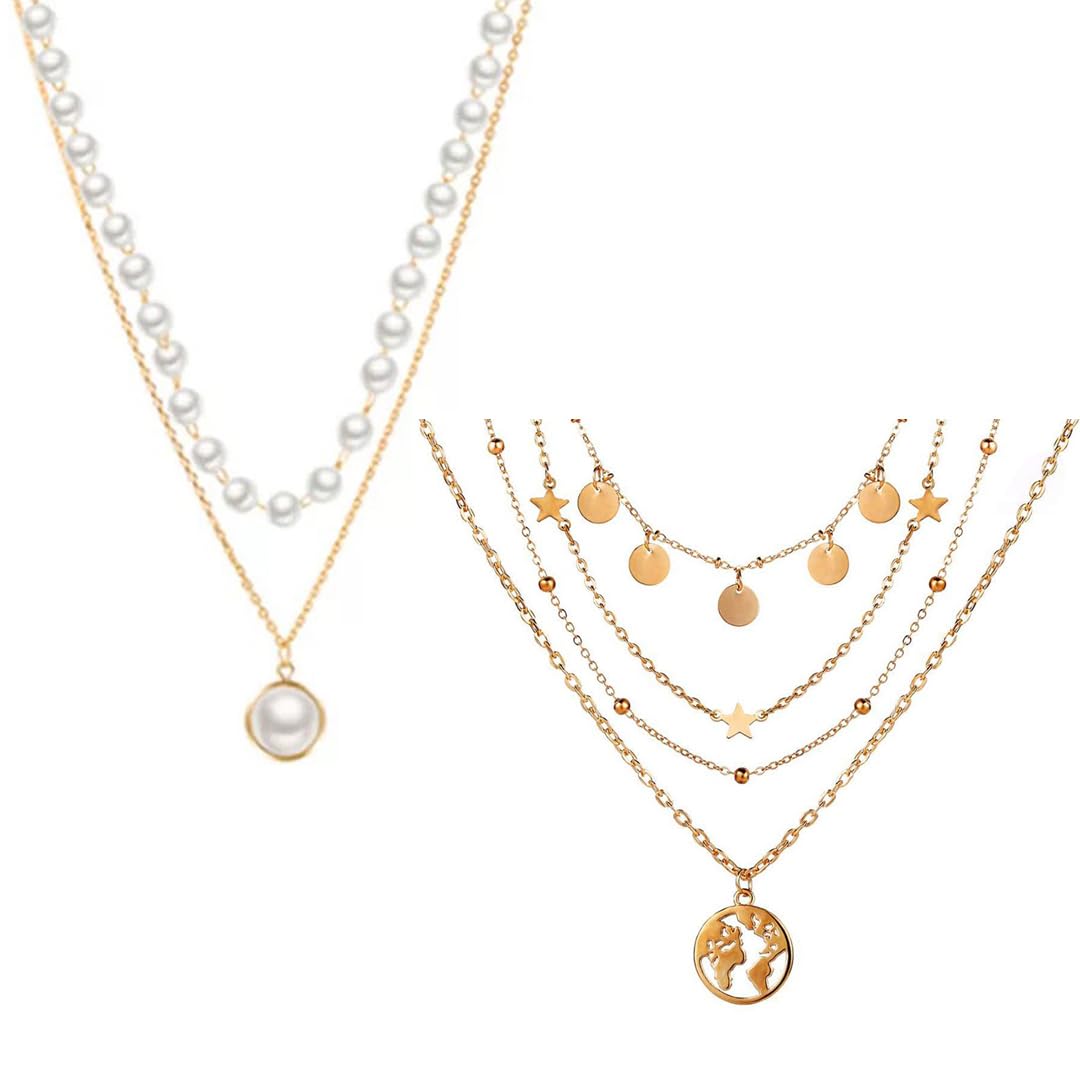 thevinegirl Pack Of 2 Triple Layered Pearl Star and Earth Pendant-picture-53
