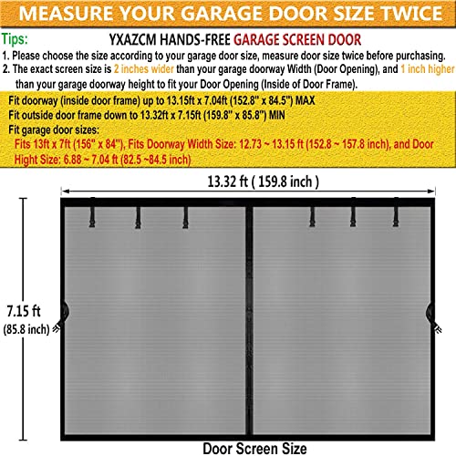 Image of Magnetic Garage Door Screen 13x7ft for 1 Car, Doors Durable Fiberglass Heavy Duty Mesh Magnetic Net, Pets Friendly Retractable for Carport Garage Patio Porch (Black, 13x7ft)