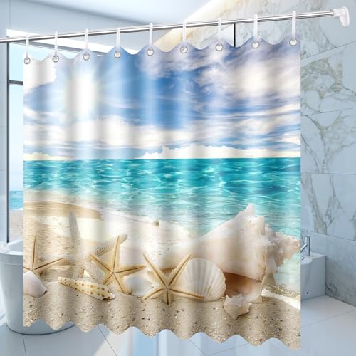 Duschvorhang 200x200cm,Badezimmervorhang,Ocean Stil Duschvorhänge,Vorhang für Dusche,Wasserdicht Shower Curtains,Badvorhang für Badezimmer,Duschvorhang Anti Schimmel mit 12 Duschvorhangringen für Bade