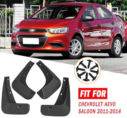 Image of Mud Flaps Mud Guards Fit for Chevrolet Aevo Saloon 2011-2014, Front & Rear Mud Splash Guards Accessories - 4 Pc, Black, LAN-Aevo Sedan 11-14