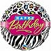 Happy Birthday 18" Mylar Balloon Leopard Zebra Safari Animal Print