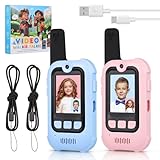 Rechargeable Video Walkie Talkie for Kids, 2 Pack Kids Walkie Talkies with Video Call, Voice Changer & Sticker Effect, 1000 Feet Long Distance Walkie-talkies Toys for Boys/Girls 3-12(Pink,Blue)