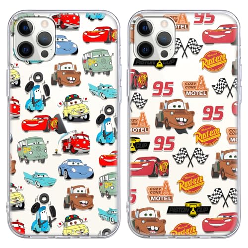Omyzo 2 Piezas Anime Transparente Funda para Xiaomi Redmi 9A 4G 6.53', Cartoon Cars 95 Dibujos Diseño Motive Suave TPU Carcasa Silicona Antichoque Protectora Bumper Case,Diseño