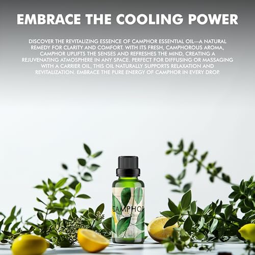 Image of Esslux Camphor Essential Oil - 100% Pure Natural Camphor Oil for Aromatherapy & Skin Care | Refreshing & Invigorating Scent for Diffuser, Massage & DIY Projects - Therapeutic Grade - 90 ML