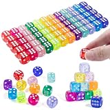 60 Stück Würfel Set, 14mm Spielwürfel 12 Farben, Acryl Würfel Bunt mit Runden Ecken, Farbwürfel für Würfelspiele Tischspiele Bar KTV Party Tutoring, mit Aufbewahrungsbeutel