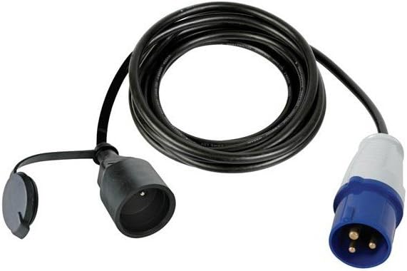 Perel Adapter Cable, H07RN-F 3G1.5, 3 m, 16 A/230 V, 3680 W, Type E to CEE, Indoor & Outdoor Use, Rubber, Blue