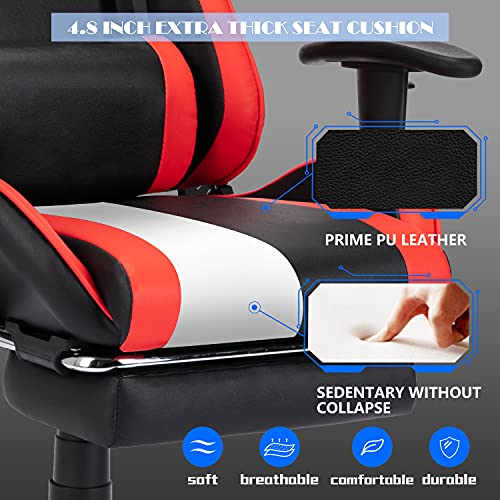 ALEAVIC-Silla-Gamer-Silla-Gaming-de-Respaldo-Alto-Silla-Ergonomica-de-Oficina-con-Reposapies-RetractilRojo