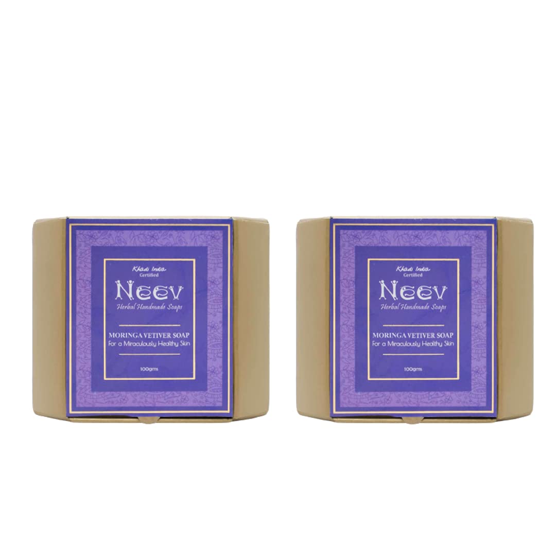 Neev Herbal Handmade Soaps Moringa Vetiver Soap (100gm) - Set of 2