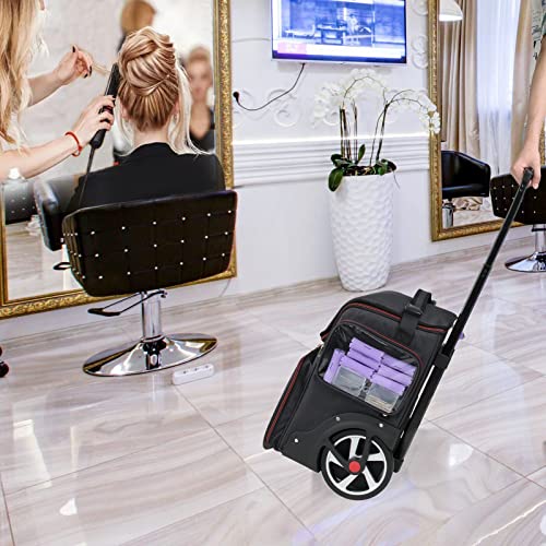Large Makeup Train Case,Cosmetic Makeup Case For Hairstylist, Hairdresser Bag With Detachable Pouch,Heat Insulation And Anti-Scalding Full Layer For Hairdressing Tool Organizer Trolley With Wheels #TOP7