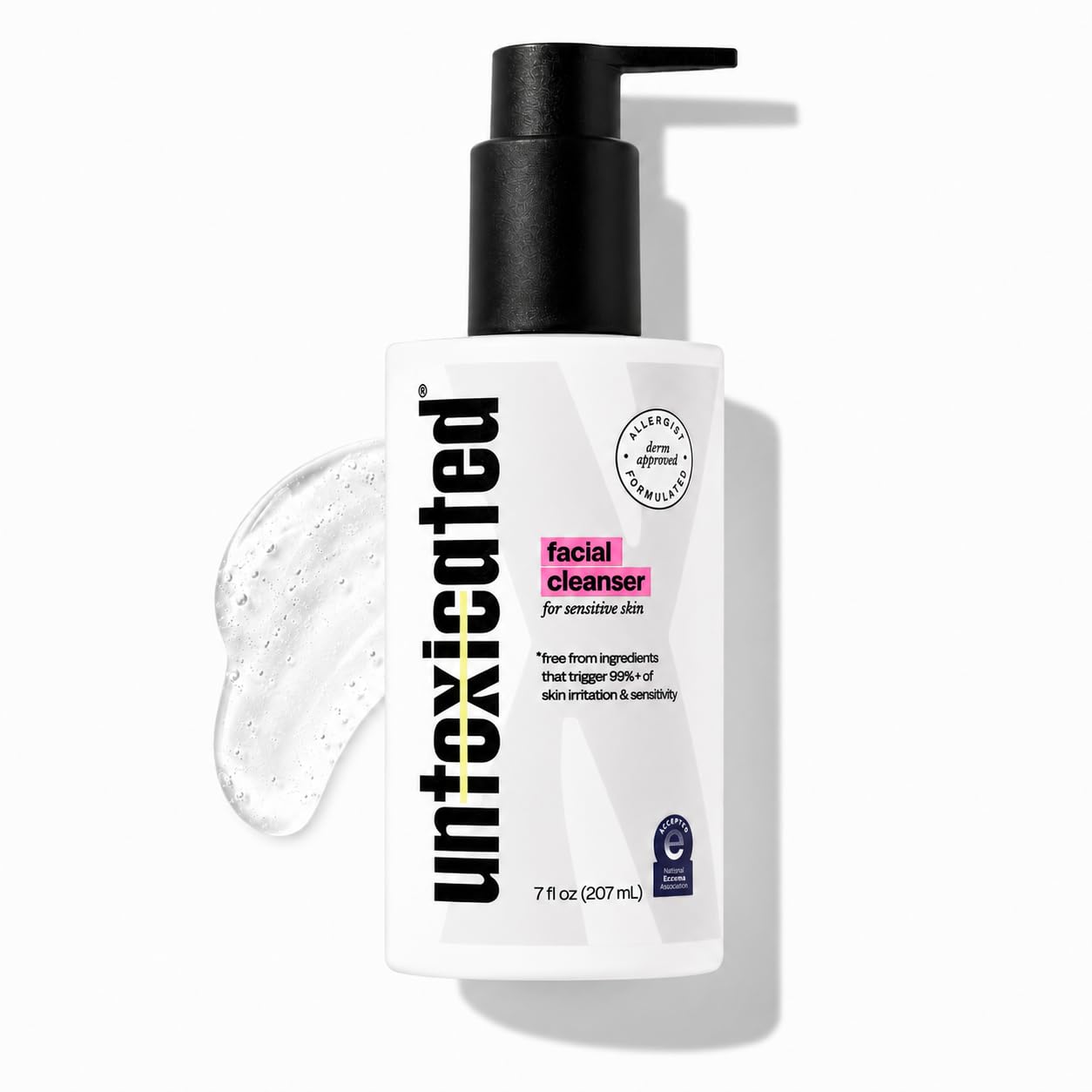 Untoxicated Gesichtsreiniger, sanfter und feuchtigkeitsspendender Gesichtsreiniger für empfindliche Haut, Ceramide, Hyaluronsäure und Glycerin, keine häufigen Reizstoffe, schäumt nicht, seifenfrei