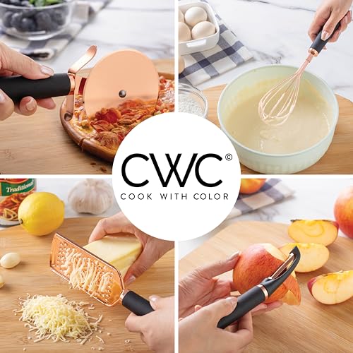 COOK WITH COLOR Kitchen Gadget Set Copper Plated Stainless Steel Utensils with Soft Touch Handles, Copper Black, 10 Pieces - Image 4