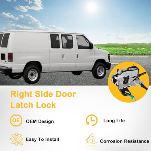 Image of EKLN Door Latch Assembly with Cable & Rod Door Latch Econoline Van Right Side Hinged Cargo Door Compatible with 1992-2019 Ford E150 E250 E350 Replaces OE#8C2Z15264A00B 8C2Z15264A00D