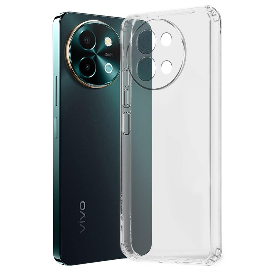 Image of Fashionury Crystal Clear Case for Vivo Y58 5G | Yellowing Resistance | Transparent TPU Silicone | Raised Camera Lips | Slim Transparent Cover