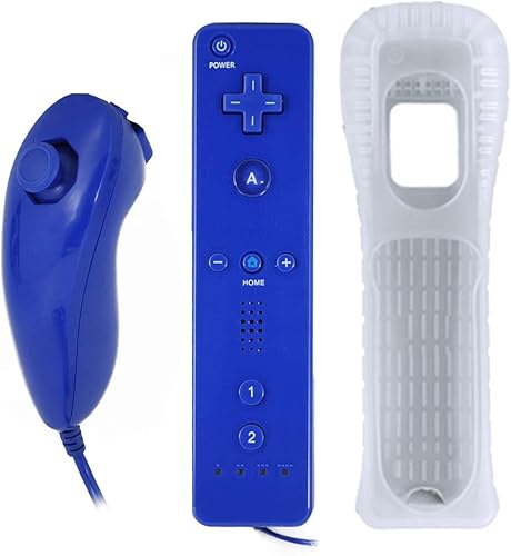 QUMOX Mando a distancia y Nunchuck Joystick Compatible para wiiwii u (azul oscuro)