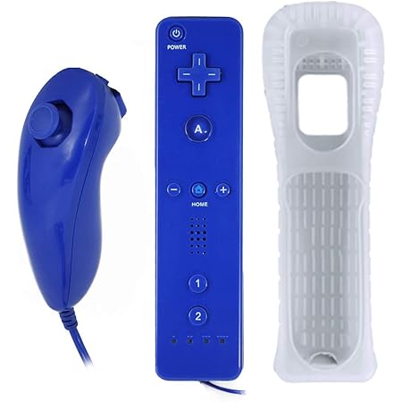QUMOX Télécommande Manette controleur Consoles et Joystick Nunchuck compatibles pour wii/wii u (Bleu foncé)