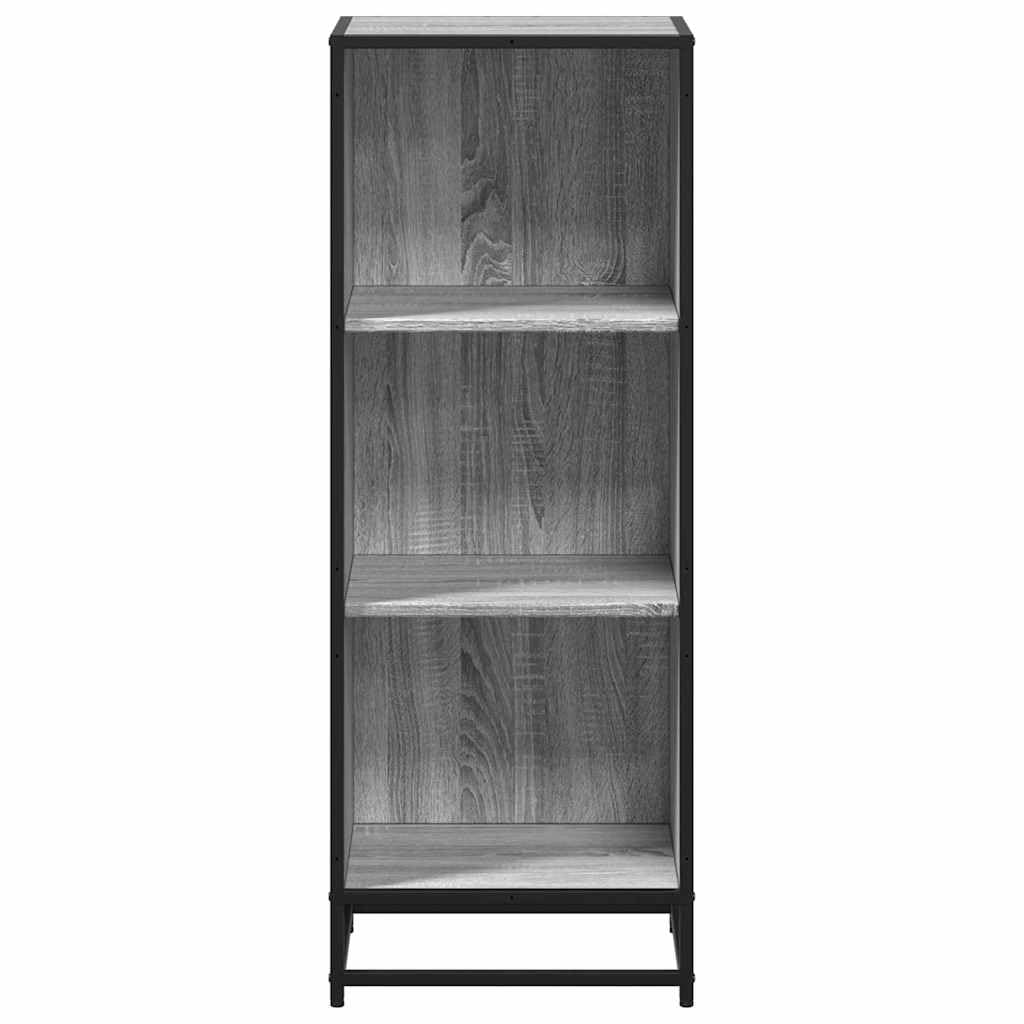 Regał na książki Sonoma szary, 40 x 35 x 107,5 cm, materiał drewnopochodny, metalowy stelaż, 3 półki, wolnostojący regał do salonu, sypialni, biura
