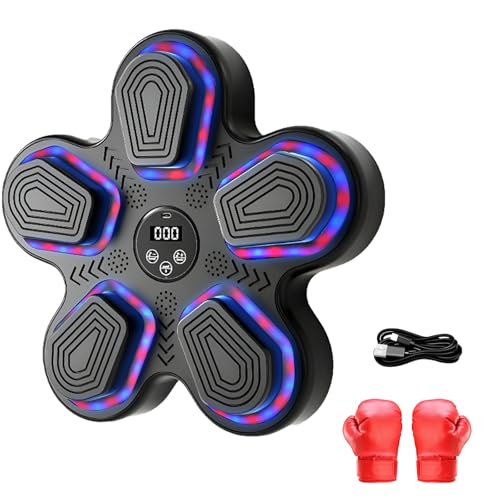 Smart Music Boxing Target, 9-Speed Adjustment Modes, Includes Red Gloves, Suitable for Home Gym, Kids & Adults Training