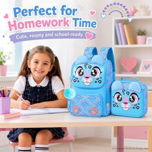 Image of KLFVB 3PCS Backpack for Girls and Boys, 15 inch Unicorn Dinosaur Bookbag with Lunch Box, Kids Preschool School bag