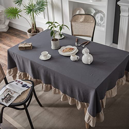 Mixxar Farmhouse Style Cotton Linen Tablecloth, Rustic Rectangle Table Cloth, Indoor Outdoor Party Table Decor, Kitchen Restaurant, Picnic Cover Cloth (Grey, 39.3”X55.1”) #TOP5