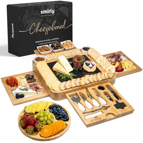 SMIRLY Charcuterie Boards Gift Set: Charcuterie Board Set, Bamboo Cheese Board Set...