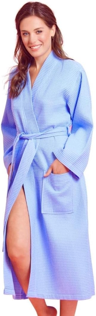 Womens Kimono Style Waffle Weaved Bathrobe - Absorbent & Fast Dry - Lightweight & Soft - Hotel/Spa Robe for Women